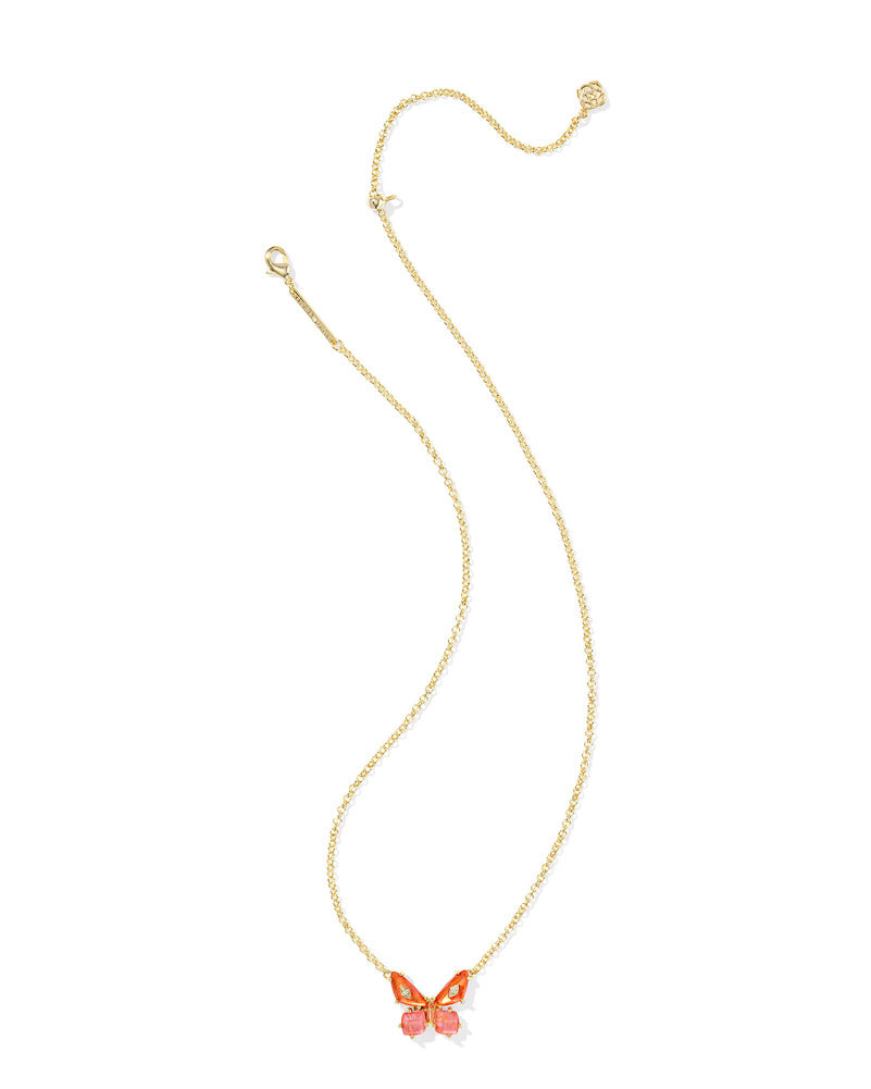 Bianca Butterfly Pendant Necklace Gold Orange Mix by Kendra Scott