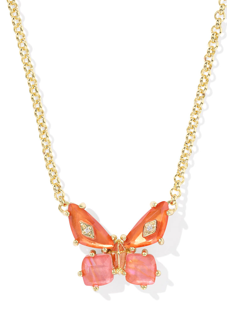 Bianca Butterfly Pendant Necklace Gold Orange Mix by Kendra Scott