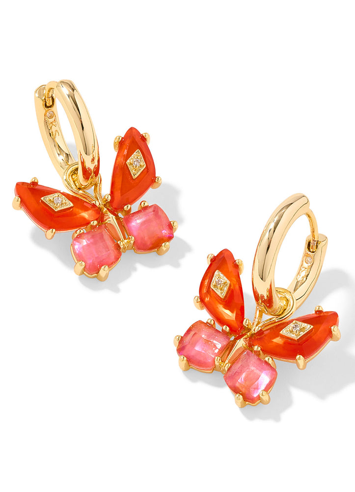 Bianca Butterfly Earrings Gold Orange Mix by Kendra Scott