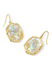 Daphne Coral Frame Drop Earring Gold Iridescent Abalone by Kendra Scott