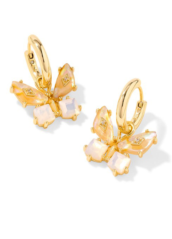 Bianca Butterfly Huggie Earring Gold Irridescent White Mix by Kendra Scott