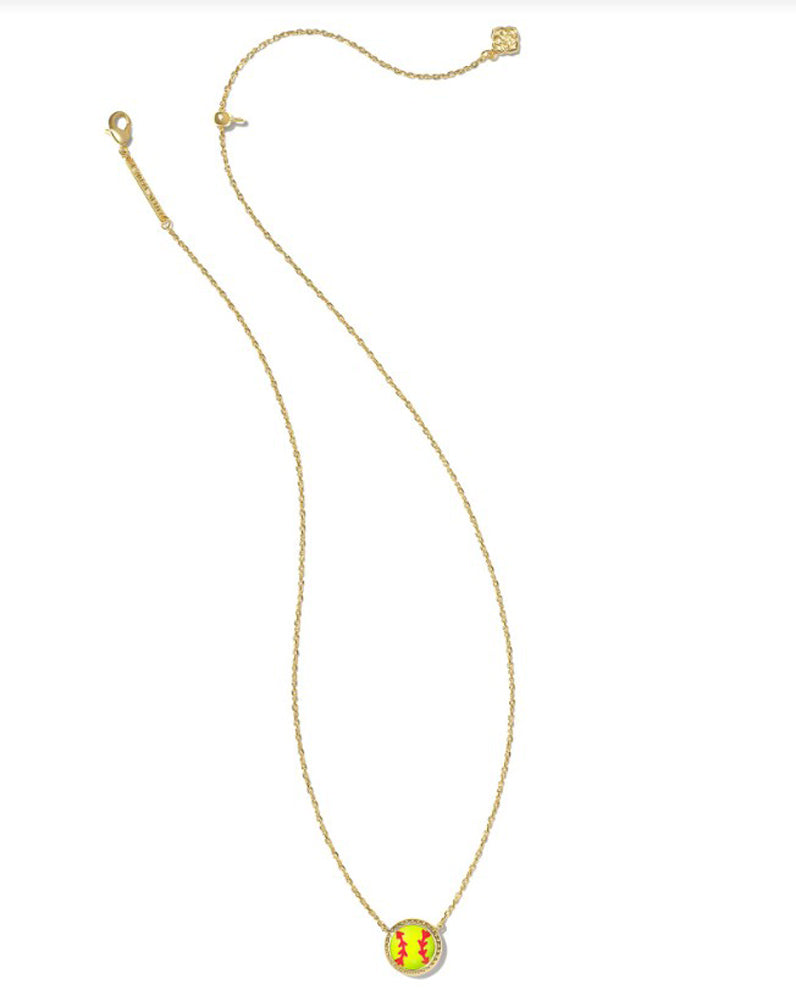Softball Short Pendant Necklace Gold Chartreuse Magnesite by Kendra Scott