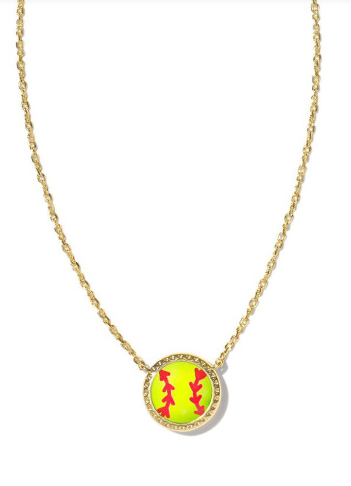 Softball Short Pendant Necklace Gold Chartreuse Magnesite by Kendra Scott