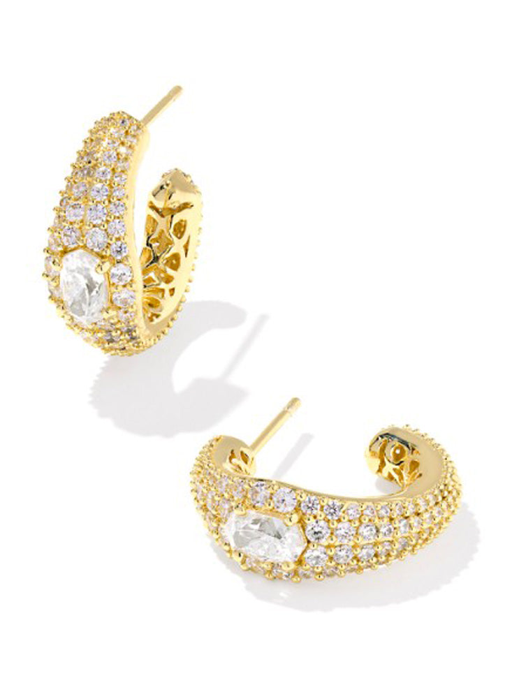 Bella Hoop Earring Gold Metal White CZ by Kendra Scott
