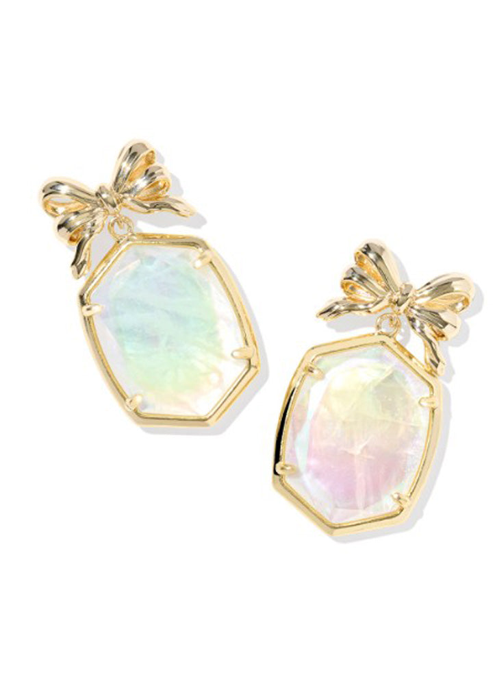 Daphne Bow Drop Earring Gold Iridescent Crystal Ivory Illusion by Kendra Scott