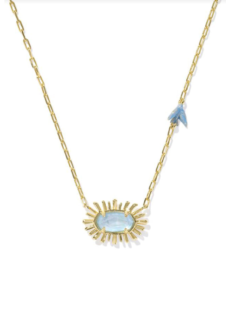 Elisa Bird Pendant Necklace Gold Sky Blue Mop by Kendra Scott
