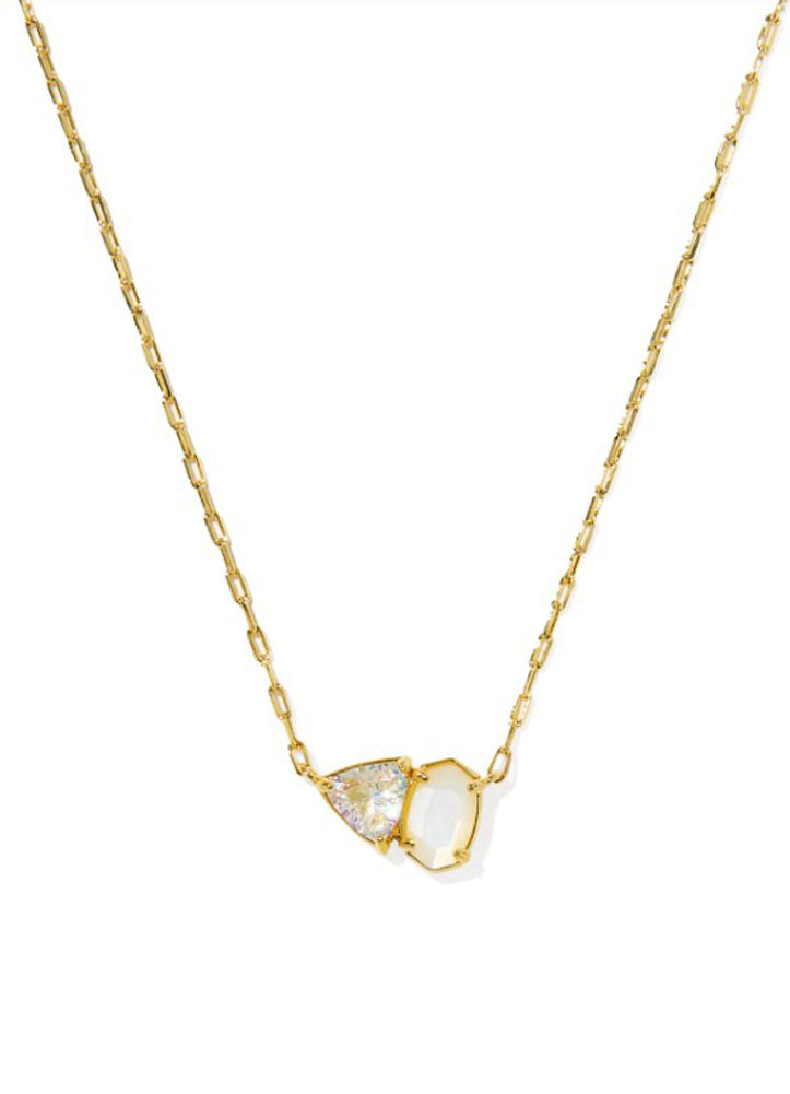 Tatum Short Pendant Necklace Gold Neutral Mix by Kendra Scott