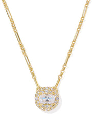 Bella Short Pendant Necklace Gold Metal White CZ by Kendra Scott