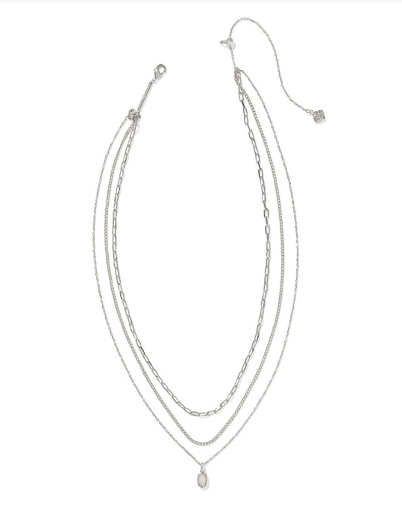Mini Elisa Triple Strand Necklace Rhod Iridescent Drusy by Kendra Scott