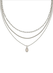 Mini Elisa Triple Strand Necklace Rhod Iridescent Drusy by Kendra Scott