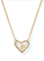 Heart Letter P Pendant Necklace Gold Ivory Mop by Kendra Scott