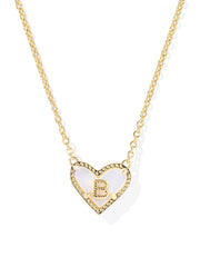 Heart Letter B Pendant Necklace Gold Ivory Mop by Kendra Scott