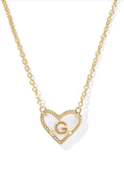 Heart Letter G Pendant Necklace Gold Ivory Mop by Kendra Scott