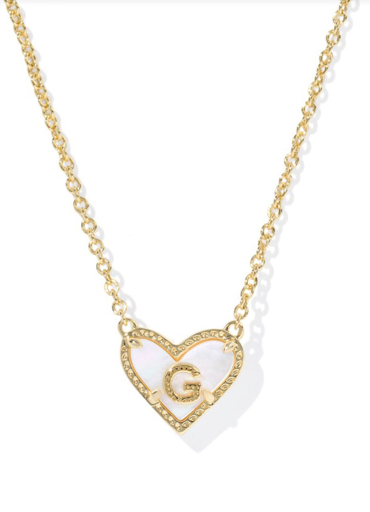 Heart Letter G Pendant Necklace Gold Ivory Mop by Kendra Scott