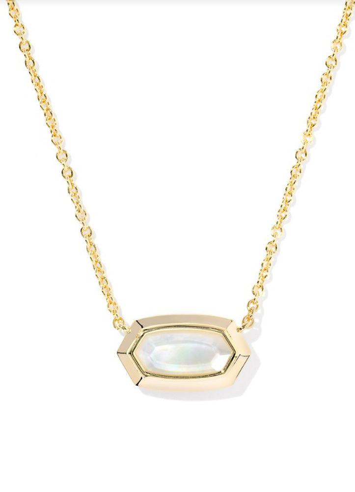 Elisa Bezel Pendant Necklace Gold Ivory Mop by Kendra Scott
