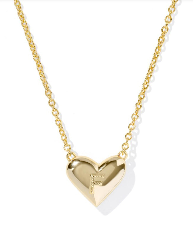Heart Letter F Pendant Necklace Gold Ivory Mop by Kendra Scott