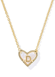 Heart Letter D Pendant Necklace Gold Ivory Mop by Kendra Scott