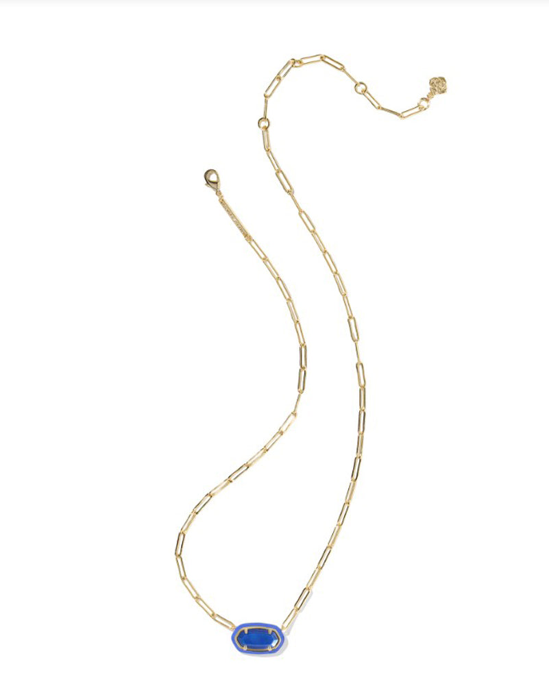 Elisa Enamel Framed Paperclip Necklace Gold Cobalt Illusion by Kendra Scott