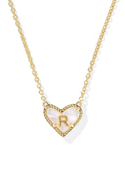 Heart Letter R Pendant Necklace Gold Ivory Mop by Kendra Scott