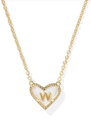 Heart Letter W Pendant Necklace Gold Ivory Mop by Kendra Scott