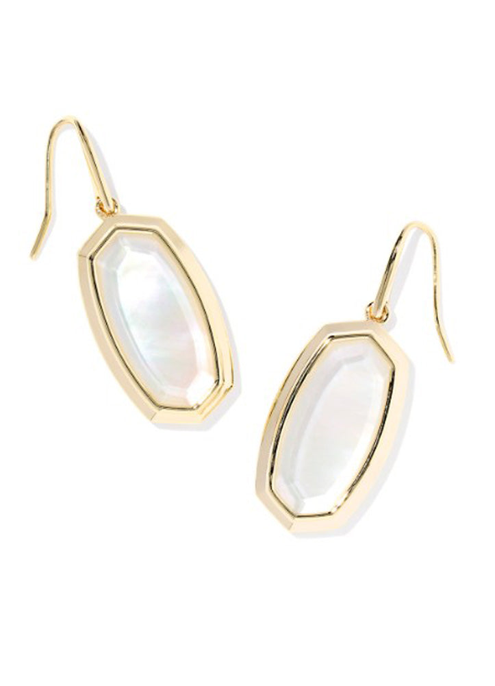 Dani Bezel Drop Earring Gold Ivory Mop by Kendra Scott