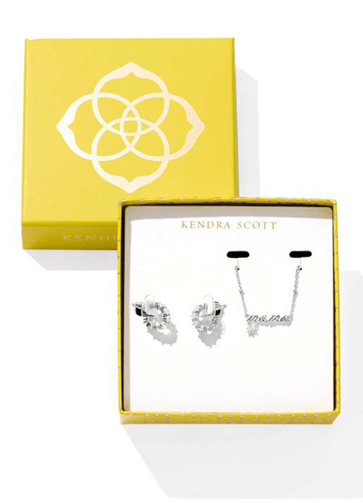 Mama & Cailin Gift Set Rhod White Crystal by Kendra Scott