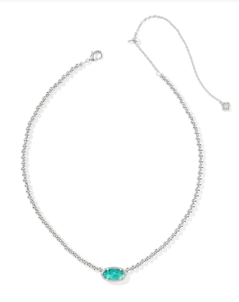 Elisa Beaded Necklace Rhod Bright Aqua Illusion by Kendra Scott