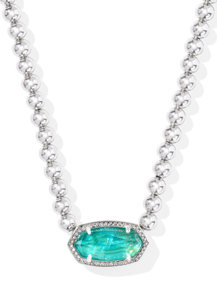 Elisa Beaded Necklace Rhod Bright Aqua Illusion by Kendra Scott
