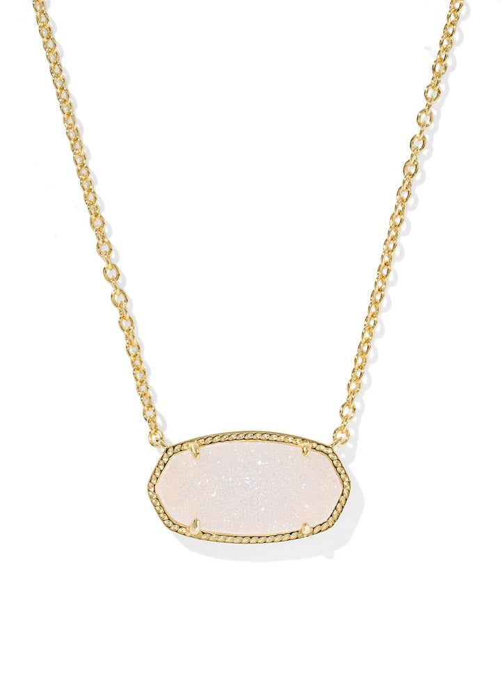 Elisa Statement Pendant Necklace Gold Iridescent Drusy by Kendra Scott