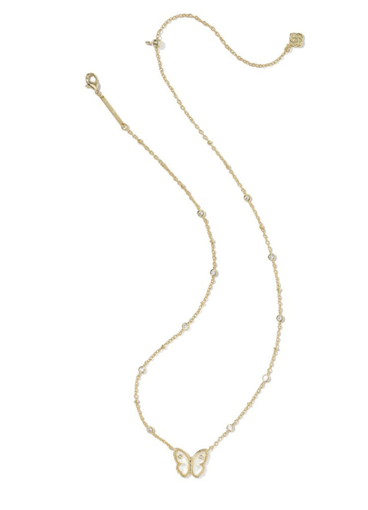 Cailey Butterfly Pendant Necklace Gold Ivory Mop by Kendra Scott
