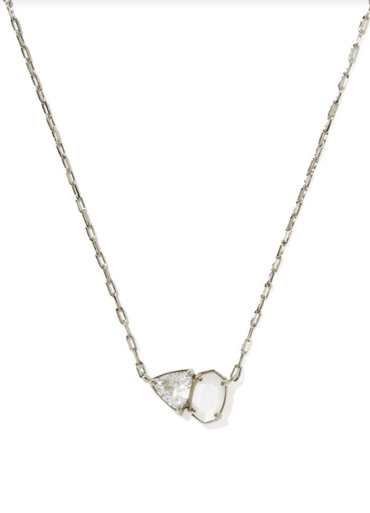 Tatum Short Pendant Necklace Rhod Neutral Mix by Kendra Scott