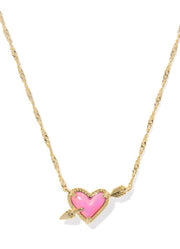 Ari Heart Arrow Pendant Necklace Gold Pink Opalescent Resin by Kendra Scott