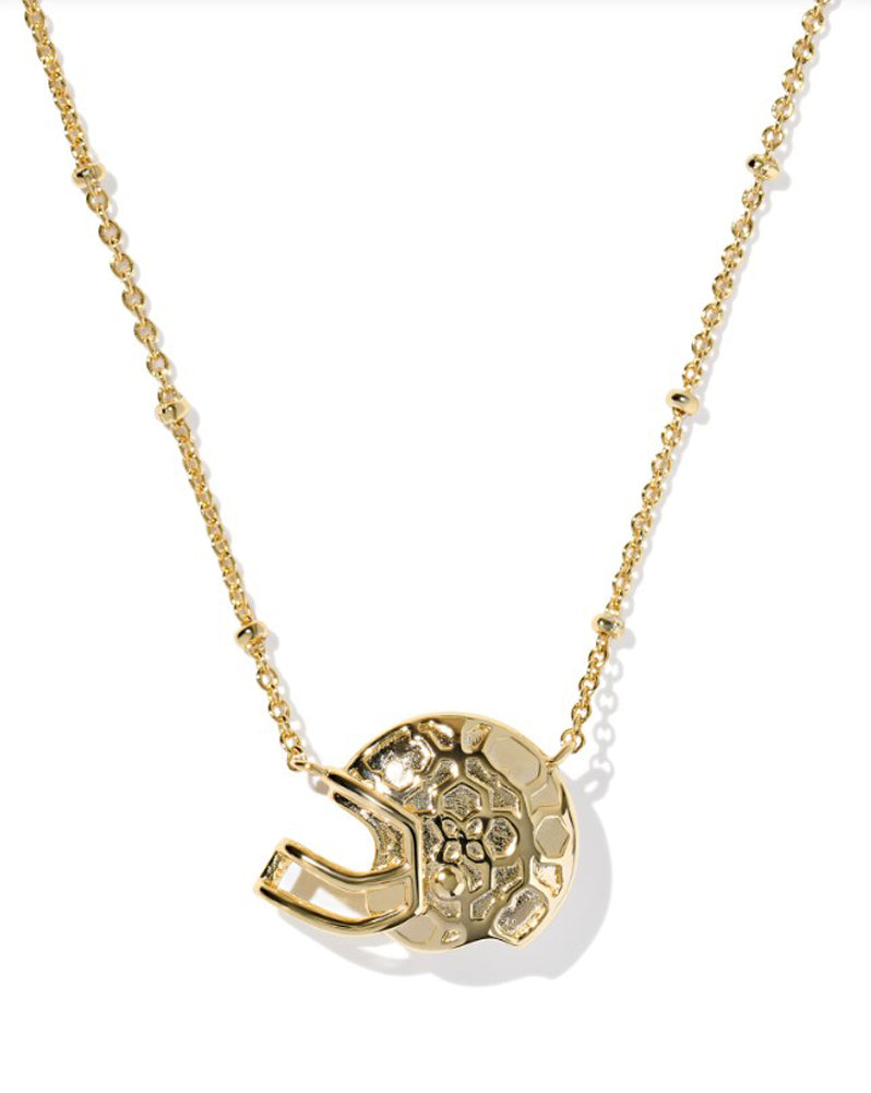 Football Helmet Pendant Necklace Gold Ivory Mop by Kendra Scott