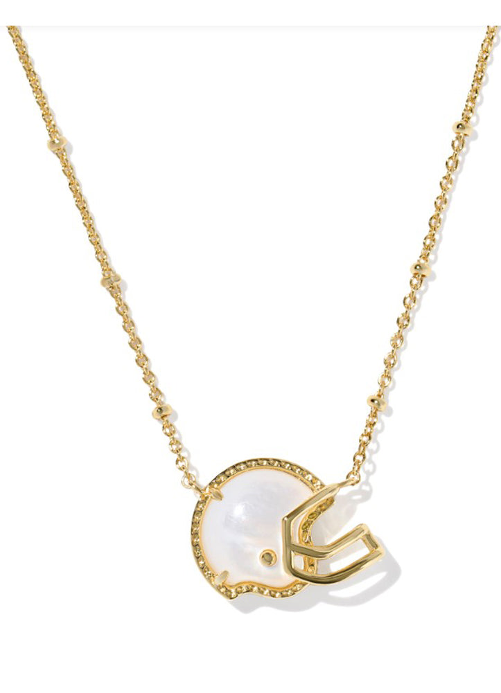Football Helmet Pendant Necklace Gold Ivory Mop by Kendra Scott