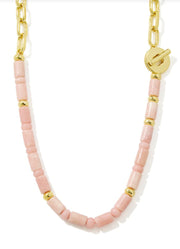 Lindsey Bead Half Chain Necklace Gold Light Pink Quartzite by Kendra Scott