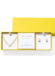Cailin Birthstone Gift Set Gold White Iridescent Crystal by Kendra Scott