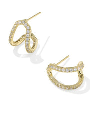 Daphne Pave Huggie Earring Gold White CZ by Kendra Scott