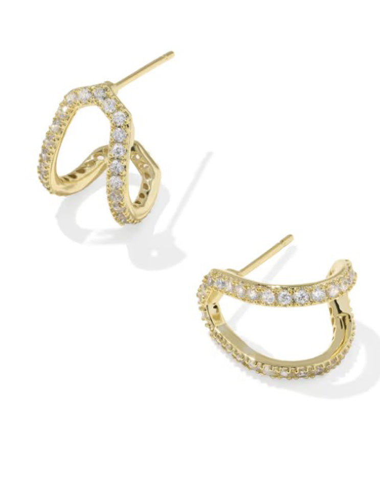 Daphne Pave Huggie Earring Gold White CZ by Kendra Scott