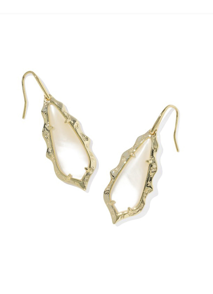 Adriana Scallop Frame Drop Earring Gold Natural Mop by Kendra Scott