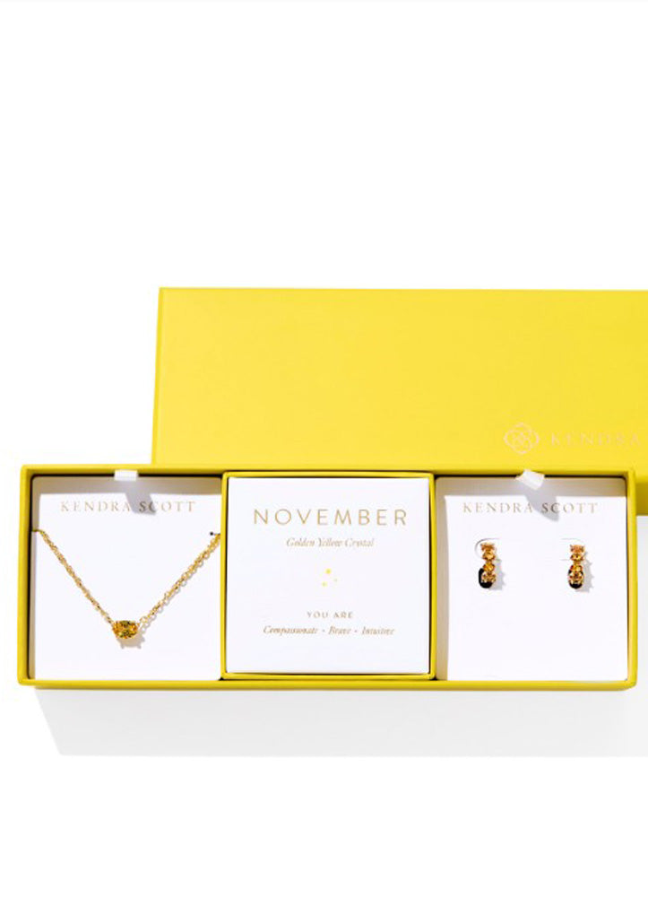 Cailin Birthstone Gift Set Gold Golden Yellow Crystal by Kendra Scott