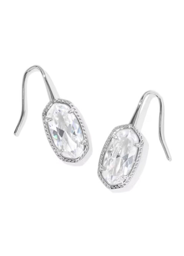 Lee Luxe Drop Earring Rhod White CZ by Kendra Scott