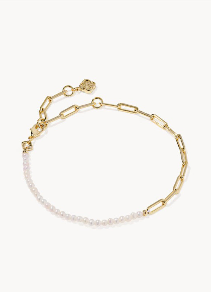 Markie Half Chain Bracelet Gold Freshwater Pearl by Kendra Scott