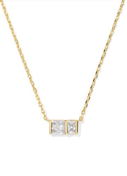 Jamie Short Pendant Necklace Gold Metal White CZ by Kendra Scott