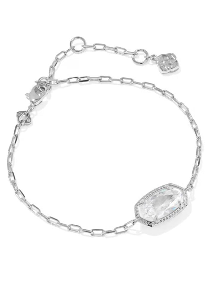 Elaina Luxe Chain Bracelet Rhod White CZ by Kendra Scott
