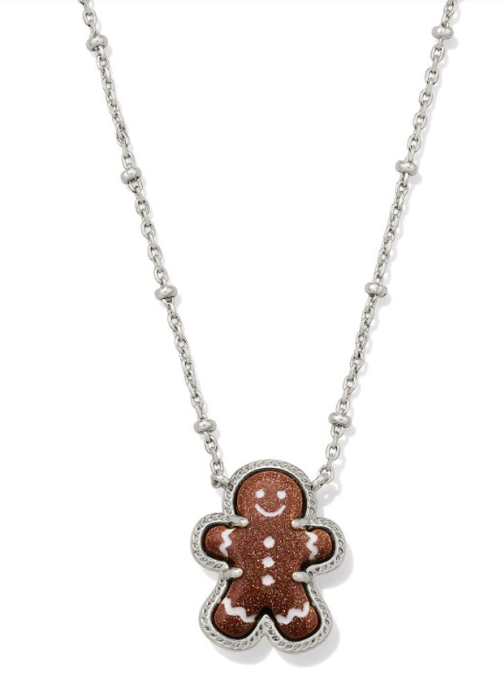 Gingerbread Pendant Necklace Rhod Brown Goldstone by Kendra Scott