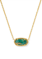 Elisa Necklace Gold Bronze Veined Green Malachite by Kendra Scott