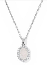 Daphne Crystal Framed Pendant Necklace Rhod Iridescent Drusy by Kendra Scott