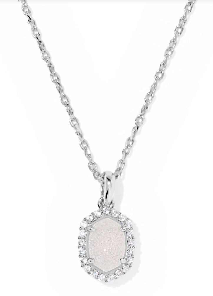Daphne Crystal Framed Pendant Necklace Rhod Iridescent Drusy by Kendra Scott