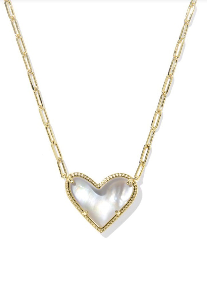 Ari Heart Statement Pendant Necklace Gold Ivory Mop by Kendra Scott