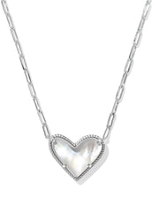 Ari Heart Statement Pendant Necklace Rhod Ivory Mop by Kendra Scott